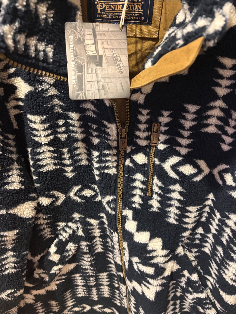 Pendleton navy & Cream Geometric Patterned Fleece Jacket - Picture 5 of 6
